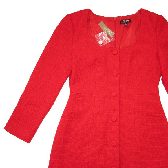 NWT J.Crew Sophia Mini in Festival Red Maritime Tweed Dress 4 $248 - Picture 5 of 7
